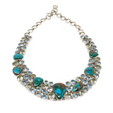 Chrysocolla Malachite & Cuprite Necklace Collar with Blue Topaz & Prasiolite