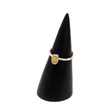 View of Egyptian Tektite Ring from Sahara Desert of Libya - Rough Dainty Freeform with Simple 925 Sterling Silver Bezel on Vert Band sz5