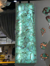 View of Fluorite Wall Panel with Vibrant Teal Hue & Mosaic Pattern