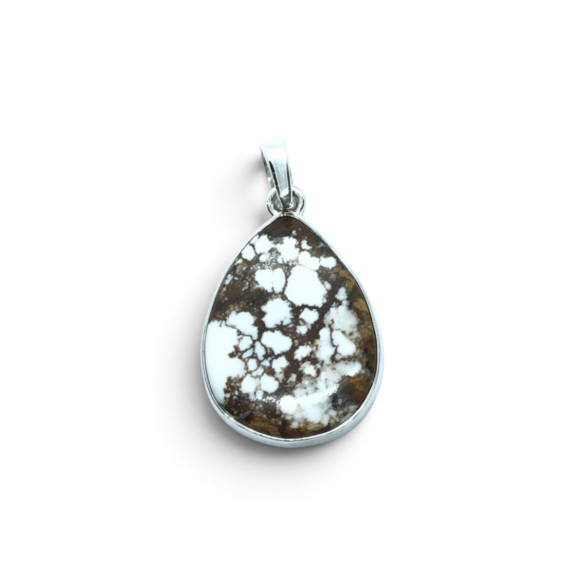 Rare Earth Gallery pear-shaped Wild Horse Howlite pendant set in a simple 925 sterling silver bezel.