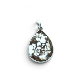 Rare Earth Gallery pear-shaped Wild Horse Howlite pendant set in a simple 925 sterling silver bezel.