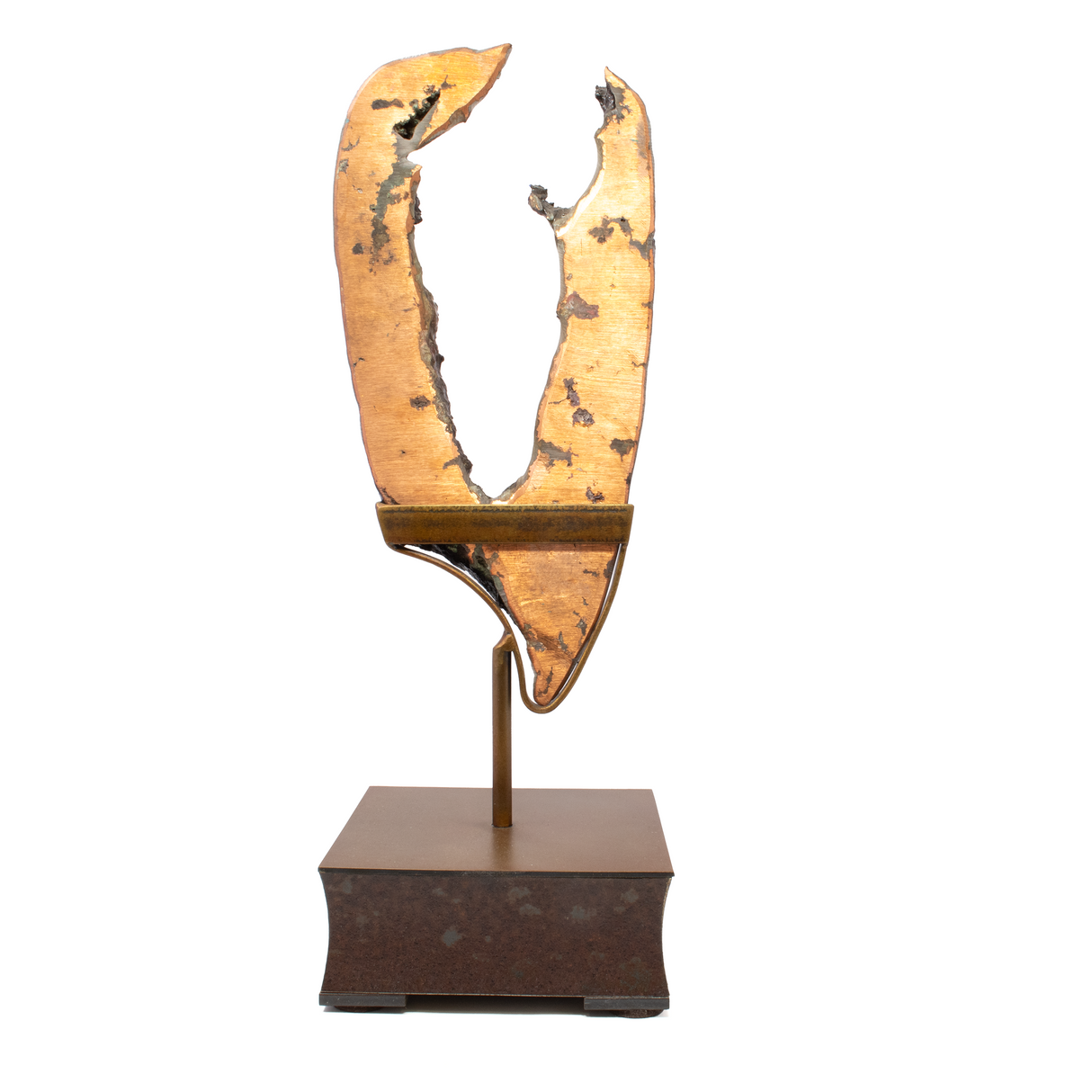 Michigan Float Copper Slice on Custom Stand with V Shape