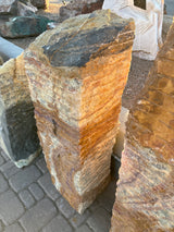 Green Talan Onyx Chiseled Pillar Fountain - Pin Plate Included