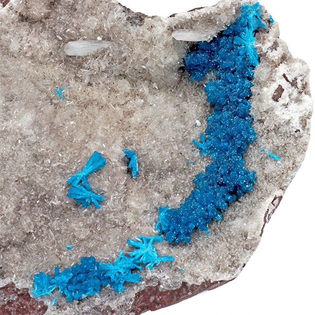 Cavansite Specimen on Quartz Druze and Basaltic Matrix with Lucite Stand