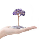 Gemstone Beaded Crystal Trees On Agate Slice Base