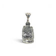 Rare Earth Gallery Ganesha quartz pendant with a faceted blue topaz, silver bezel, and ornate silver bail.