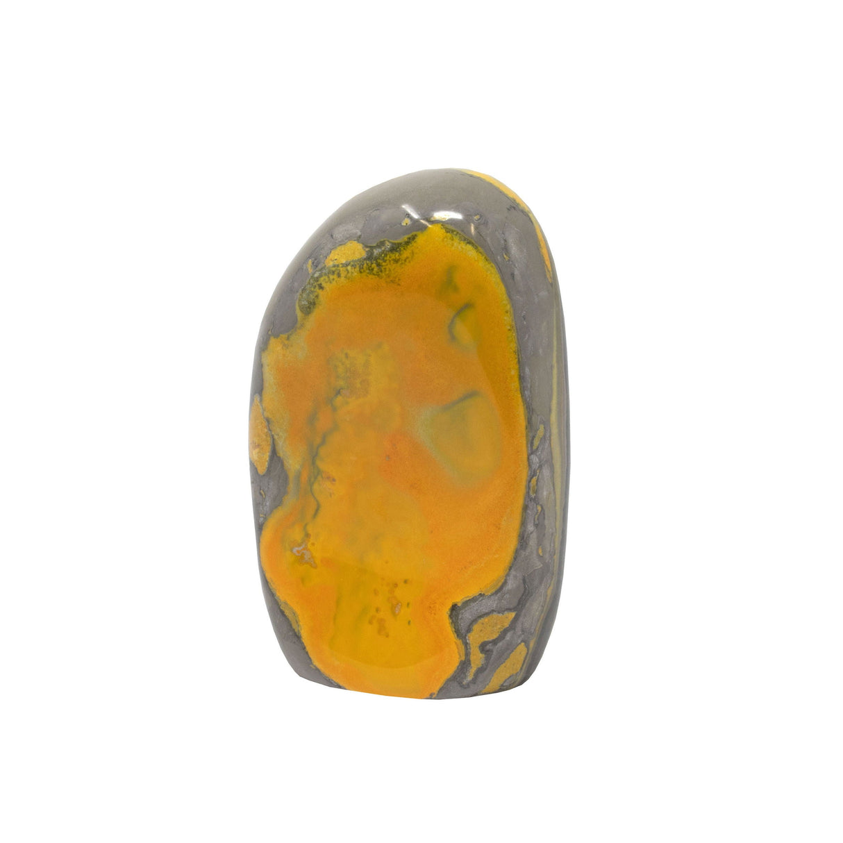 Bumblebee Jasper Freeform Polished Cut Base - Pointed Center with Mustard Yellow Splashes of Color