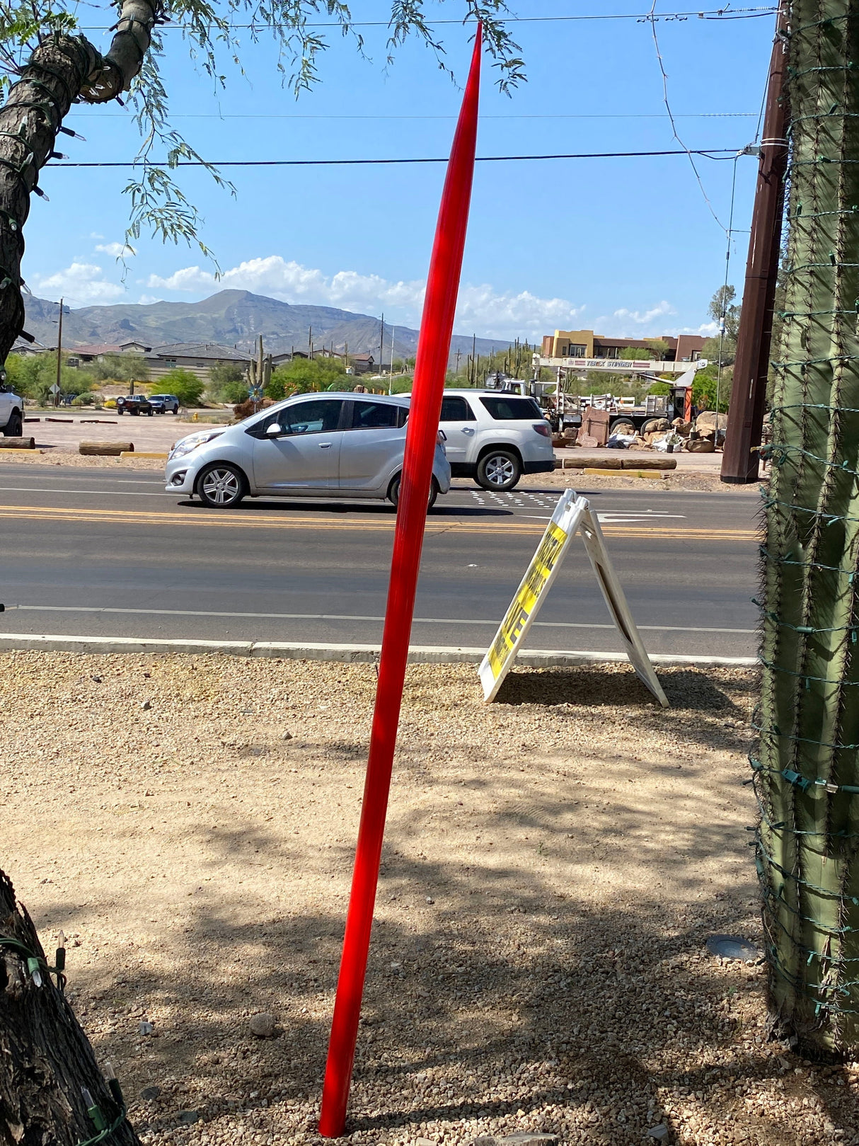 Outdoor Blown Glass Spear - Red