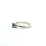Faceted Blue Sapphire Ring - Oval Prong Set on 925 Sterling Silver Bezel Set with 2 White CZ Crystals on Tapered Band sz6