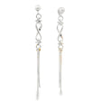 Sterling silver earrings with twisted helix design and dangling chain tassels
