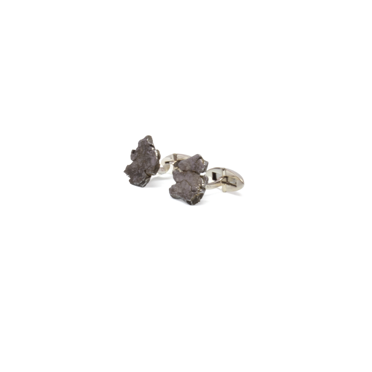 Campo De Cielo Meteorite Nugget Cufflinks with 925 Sterling Silver Clasp