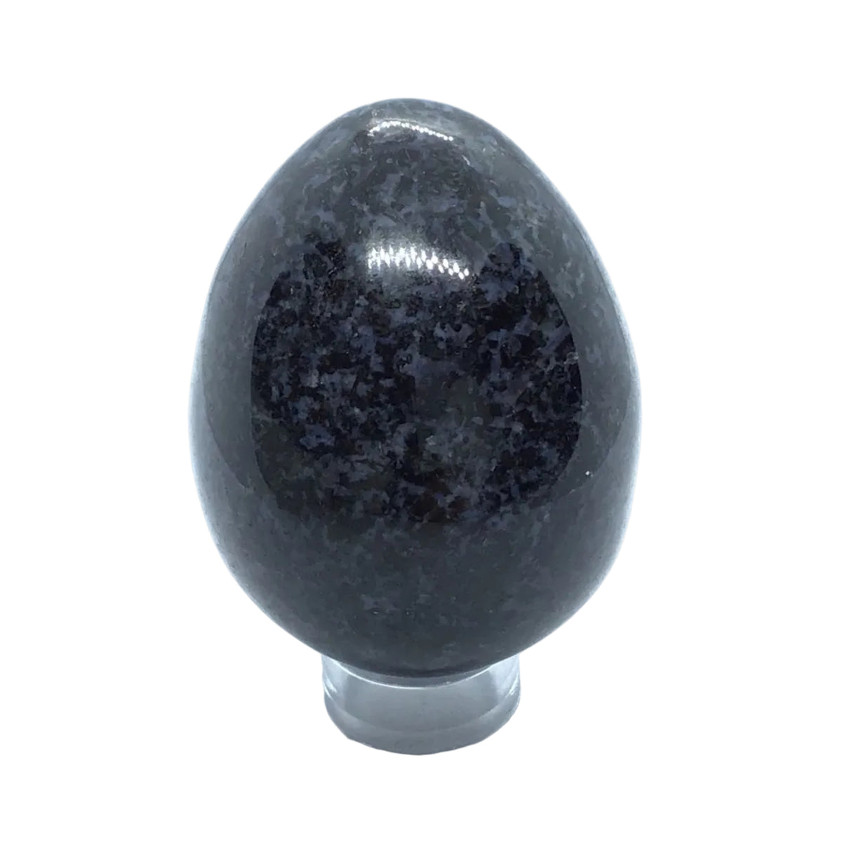 Indigo Gabbro Egg aka Merlinite on Lucite Stand