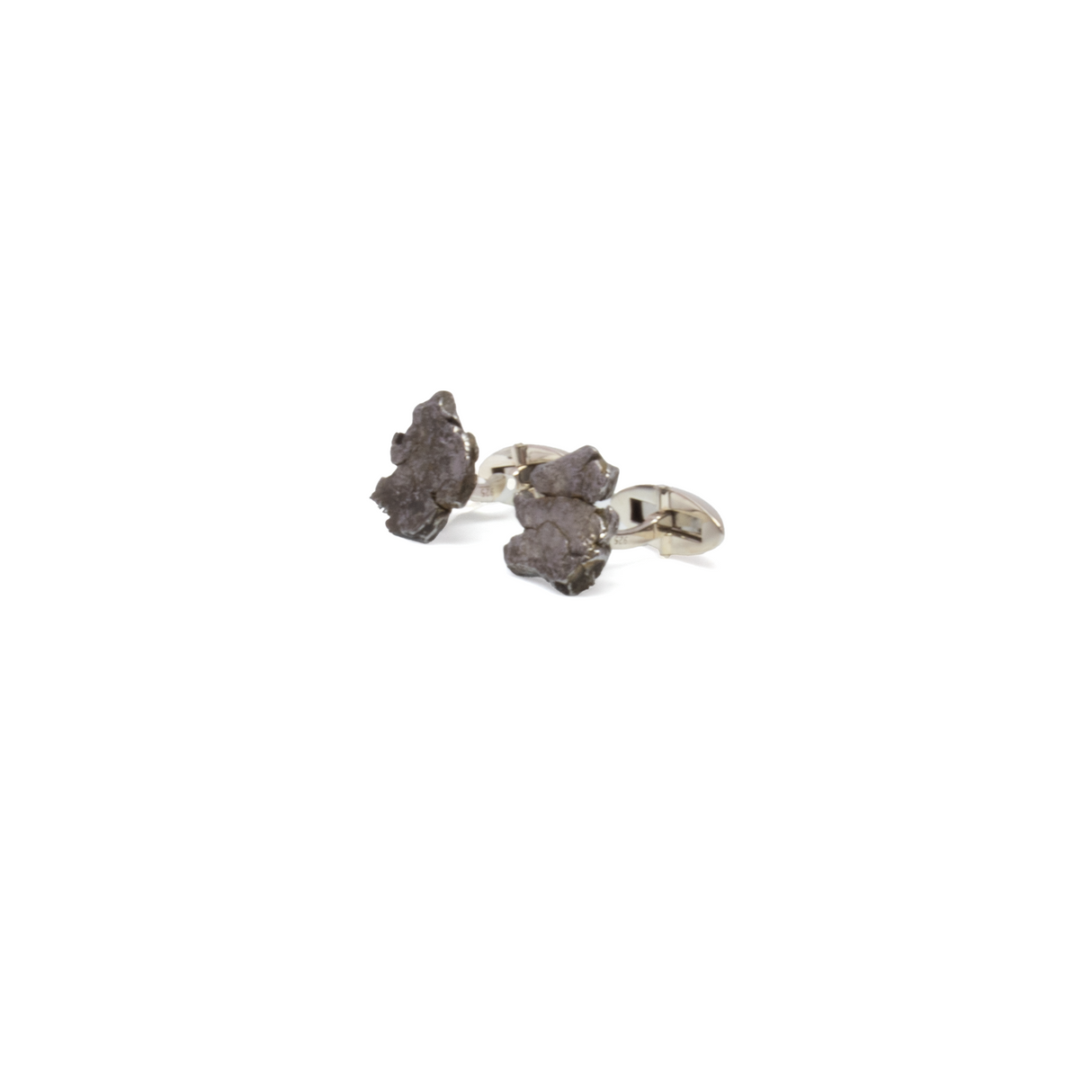 Campo De Cielo Meteorite Nugget Cufflinks with 925 Sterling Silver Clasp
