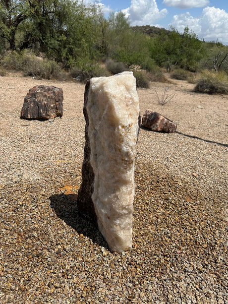 View of Serpentine Rosa Onyx Fountain - Single Cut Side With Delineation