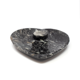 Orthoceras and Ammonite SeaBed Fossil Small Heart Dish