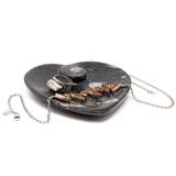 Orthoceras and Ammonite SeaBed Fossil Small Heart Dish
