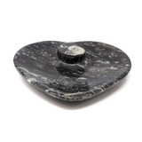 Orthoceras and Ammonite SeaBed Fossil Small Heart Dish