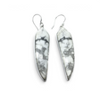 Rare Earth Gallery howlite dangle earrings featuring freeform white and grey cabochons in 925 sterling silver bezels.
