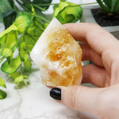View of Polished Citrine Points with Cut Base