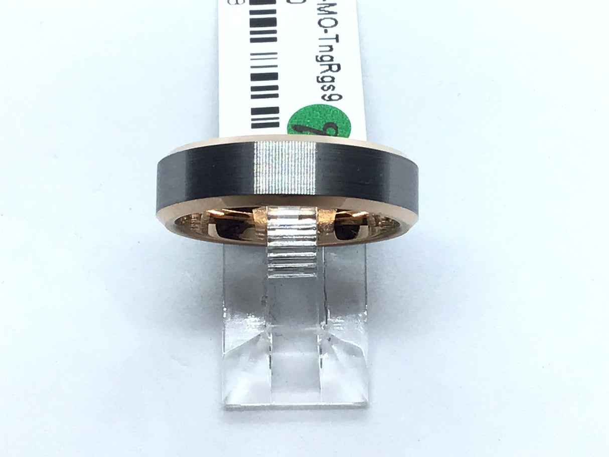 View of Tungsten Ring 6mm Gun Metal Rose Gold Plated S9