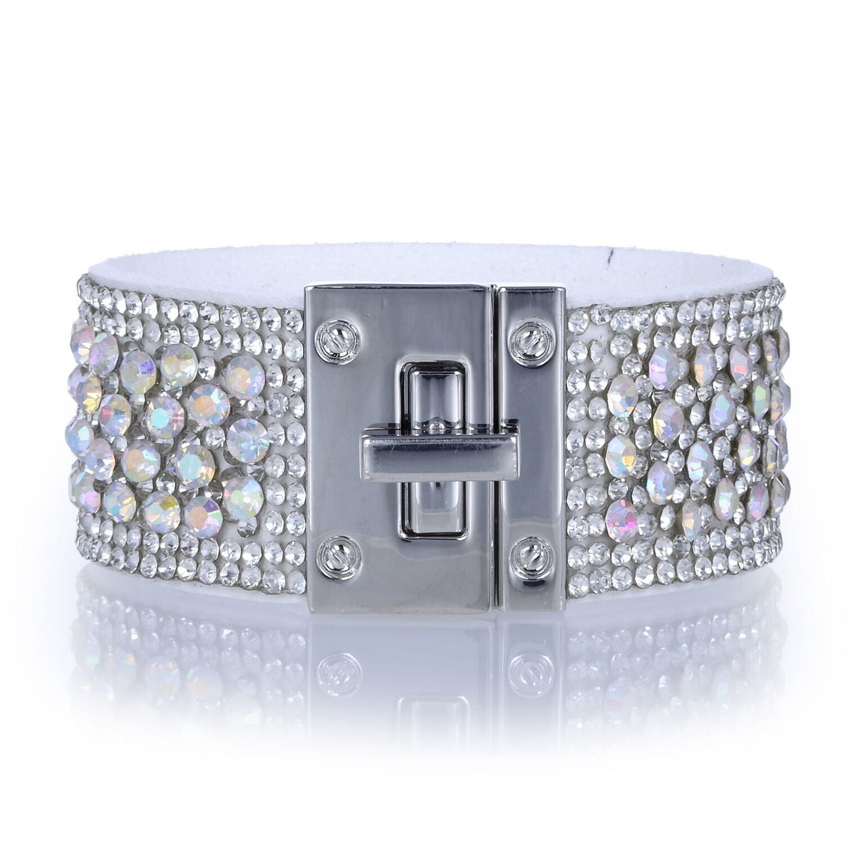 Narrow Crystal Wrap Bracelet - Black Iridescent with Magnetic Clasp