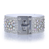 Narrow Crystal Wrap Bracelet - Black Iridescent with Magnetic Clasp