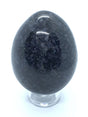 View of Indigo Gabbro Egg aka Merlinite on Lucite Stand