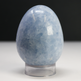 Blue Calcite Egg on Lucite Stand from Madagascar