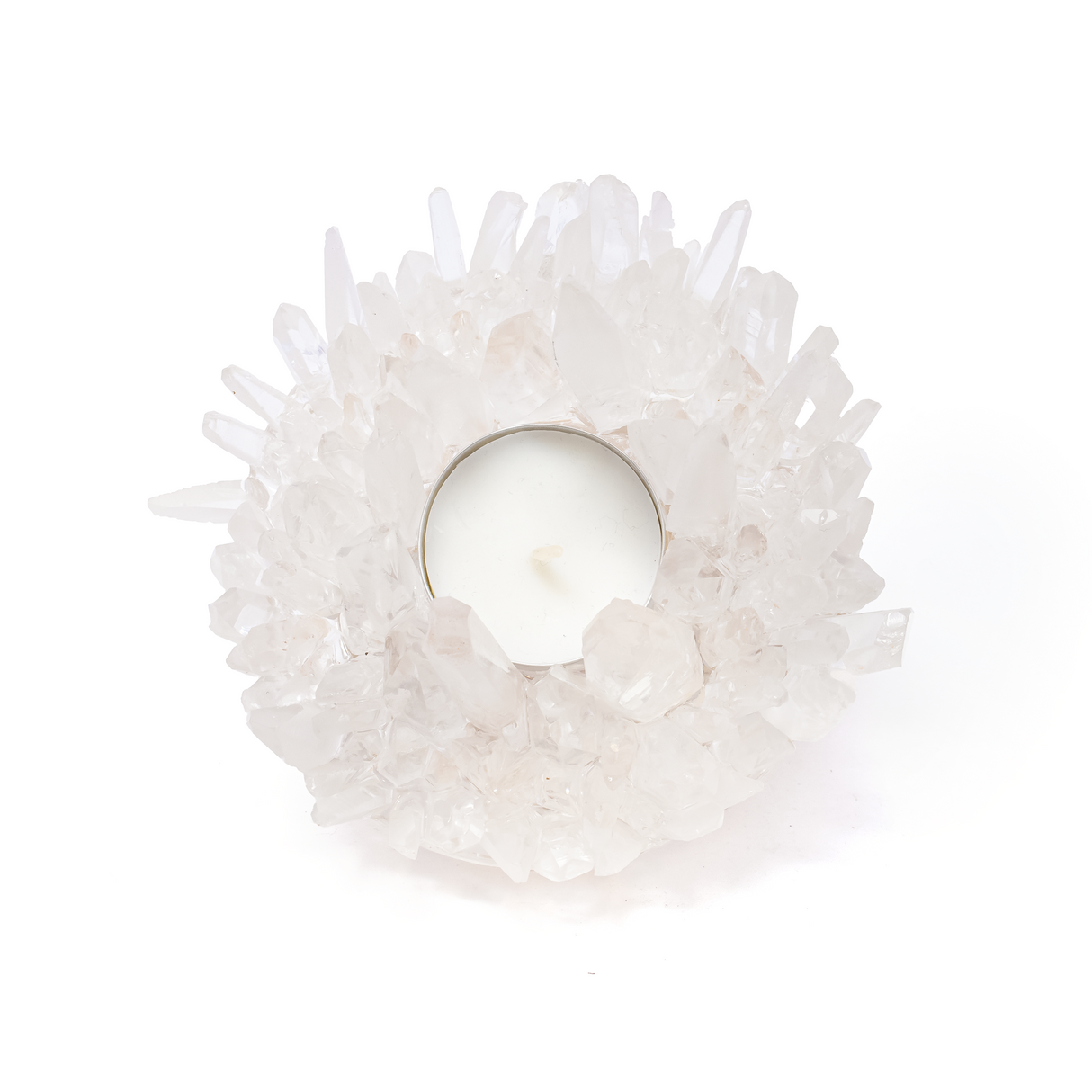 View of Lemurian Quartz Crystal Points Candle Holder