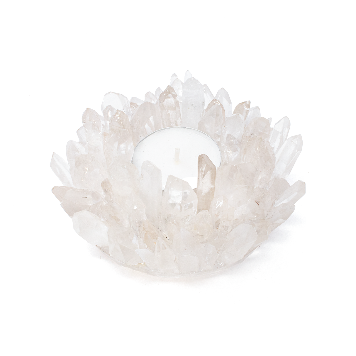 View of Lemurian Quartz Crystal Points Candle Holder
