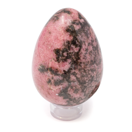 View of Rhodonite Egg on Lucite Stand from Madagascar
