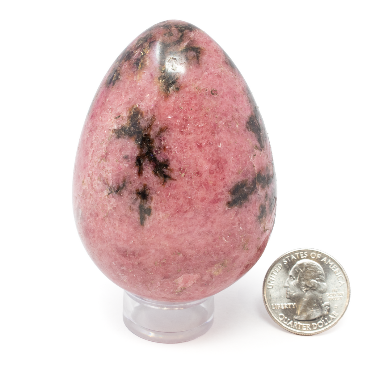 Rhodonite Egg on Lucite Stand from Madagascar