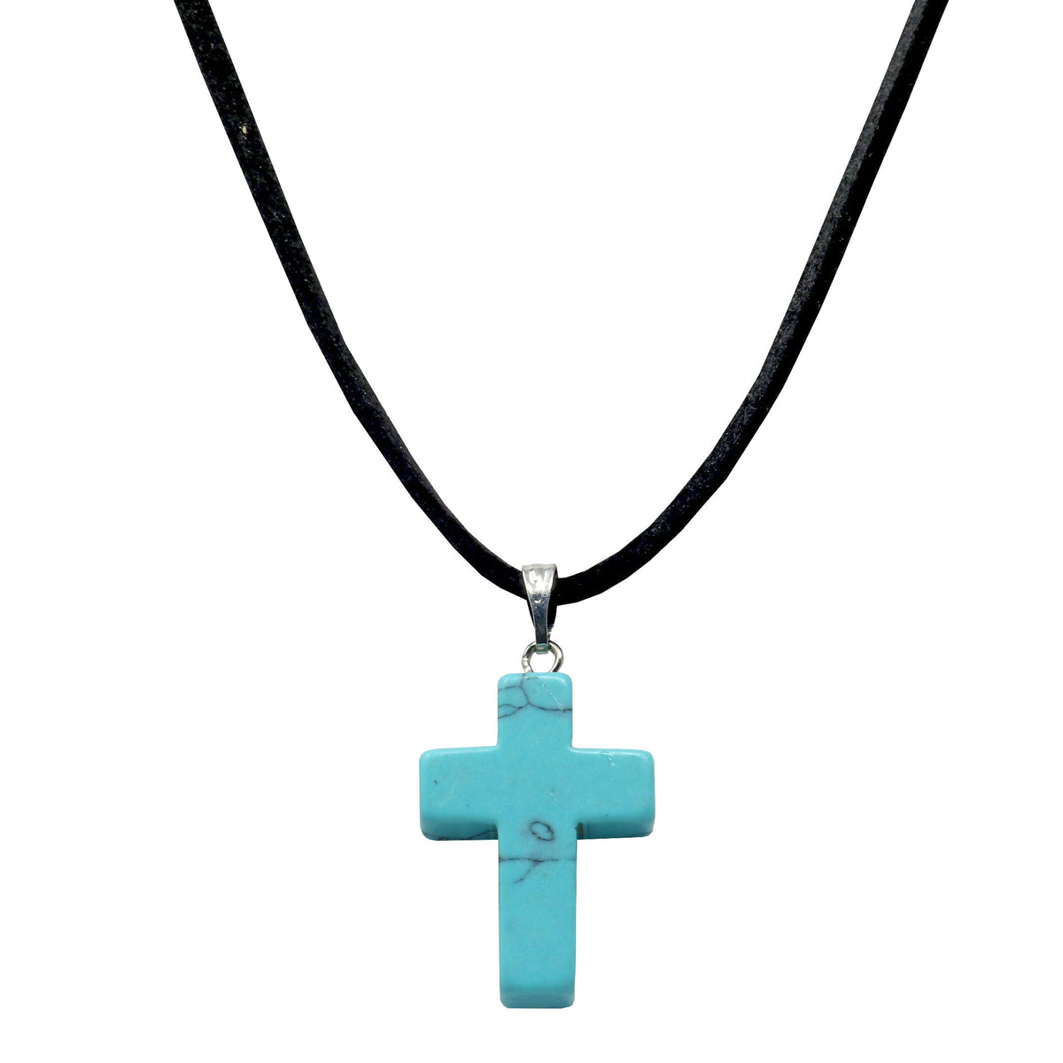 Dyed Howlite Cross Pendant On Cord Necklace