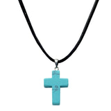 Dyed Howlite Cross Pendant On Cord Necklace