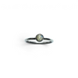 Rare Earth Gallery dainty round labradorite cabochon ring set in a polished silver bezel