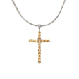 View of Citrine Cross Pendant - 17 Dainty Faceted Rounds Set on 925 Sterling Silver Cross