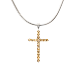 View of Citrine Cross Pendant - 17 Dainty Faceted Rounds Set on 925 Sterling Silver Cross