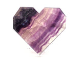 Rainbow Fluorite Heart - Flat with Faceted Faces on Lucite Stand (Diagonal Purple Banding)