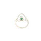 Emerald Ring - Faceted Oval Set on 925 Sterling Silver Bezel on Open Silver Pear sz9