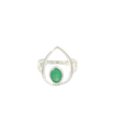 View of Emerald Ring - Faceted Oval Set on 925 Sterling Silver Bezel on Open Silver Pear sz9