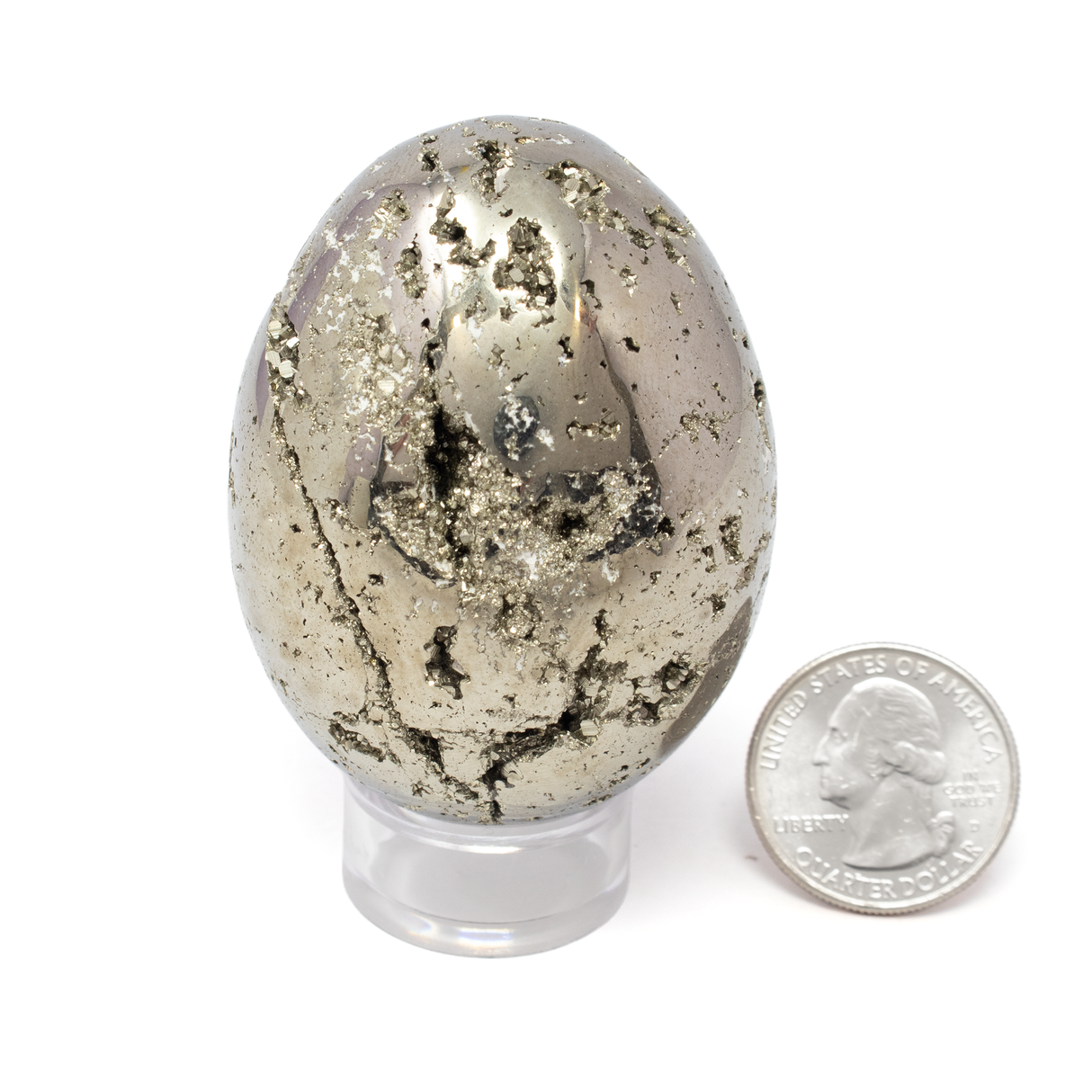 Peruvian Pyrite Egg with Lucite Stand