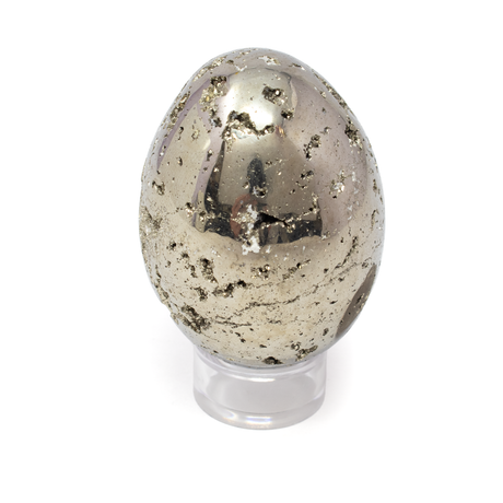View of Peruvian Pyrite Egg with Lucite Stand