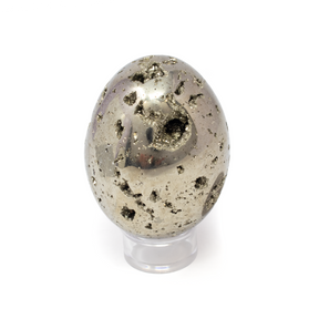 View of Peruvian Pyrite Egg with Lucite Stand