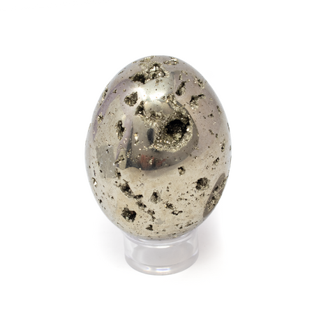View of Peruvian Pyrite Egg with Lucite Stand