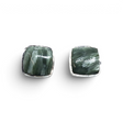 View of Seraphinite Stud Earrings - Simple Square Cabochon With Silver Bezel