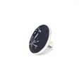 View of Chrysanthemum Stone Ring - Classic Flat Cut Oval with 925 Sterling Silver Bezel & Band sz8-ADJ