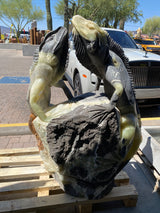 View of Green Talan Onyx Iguana Carving - Double