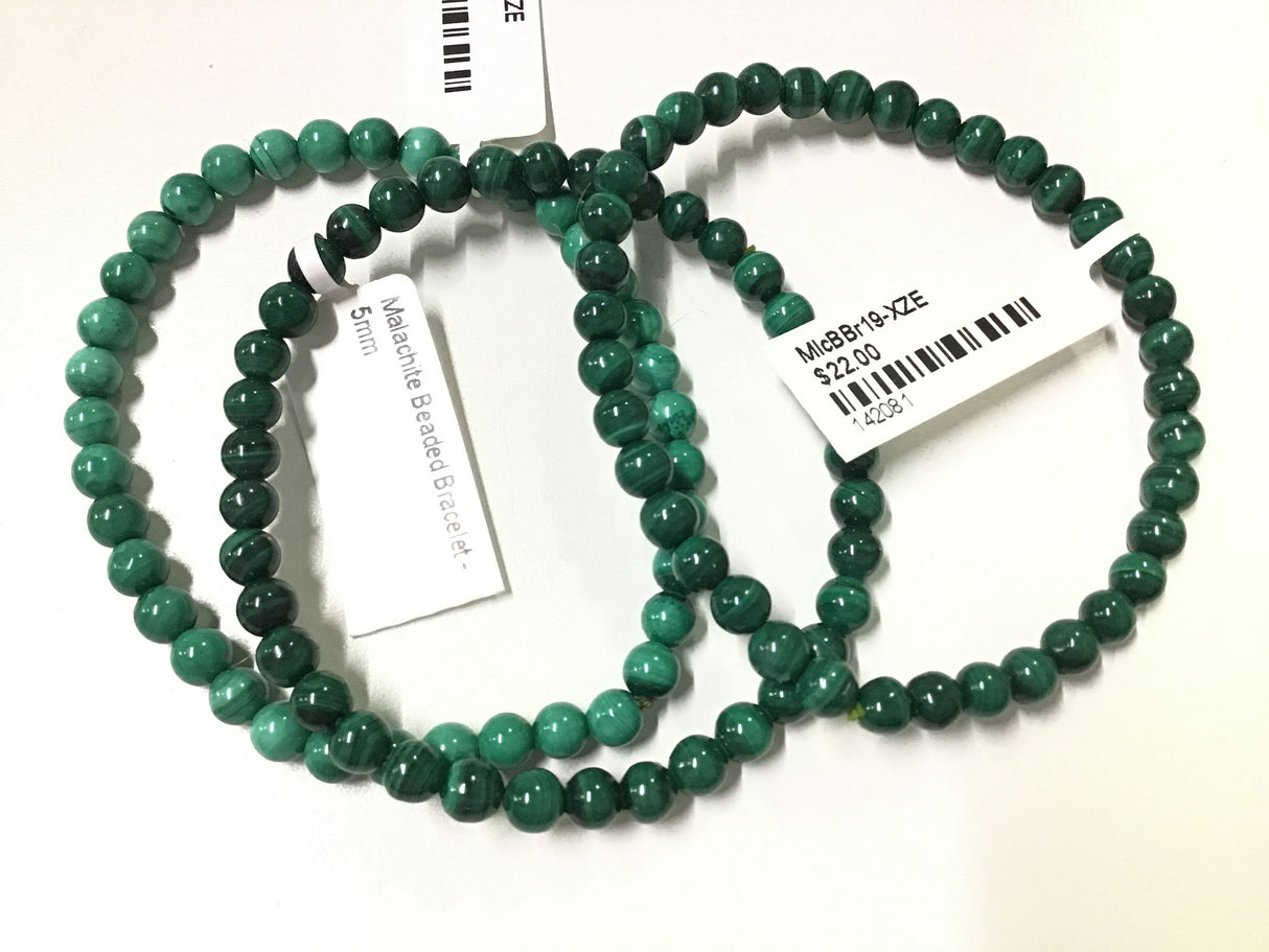 View of Malachite Beaded Bracelet - 5mm