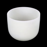 10" frosted quartz singing bowl, note D, angled on black to show white interior