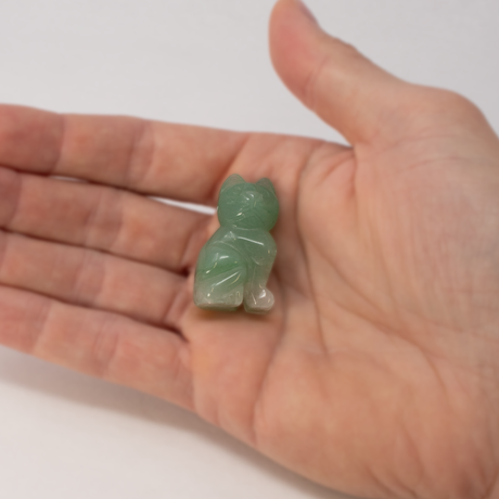 View of Aventurine Cat Carving - Sitting